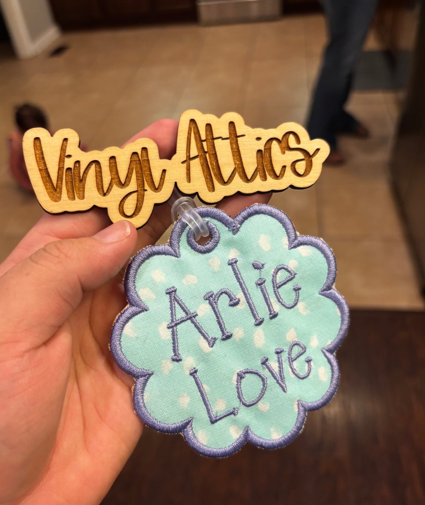 Embroidered bag tag