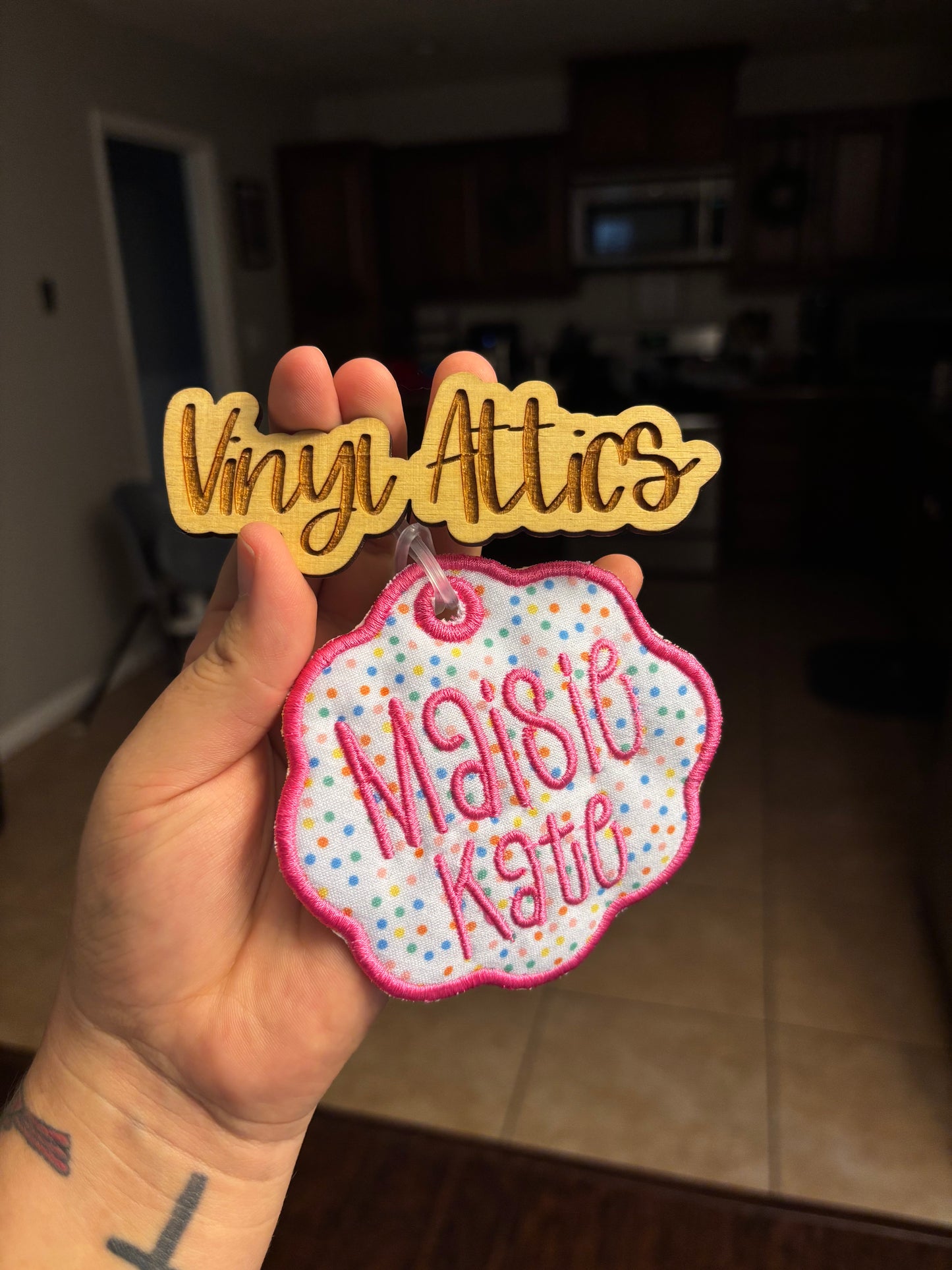 Embroidered bag tag