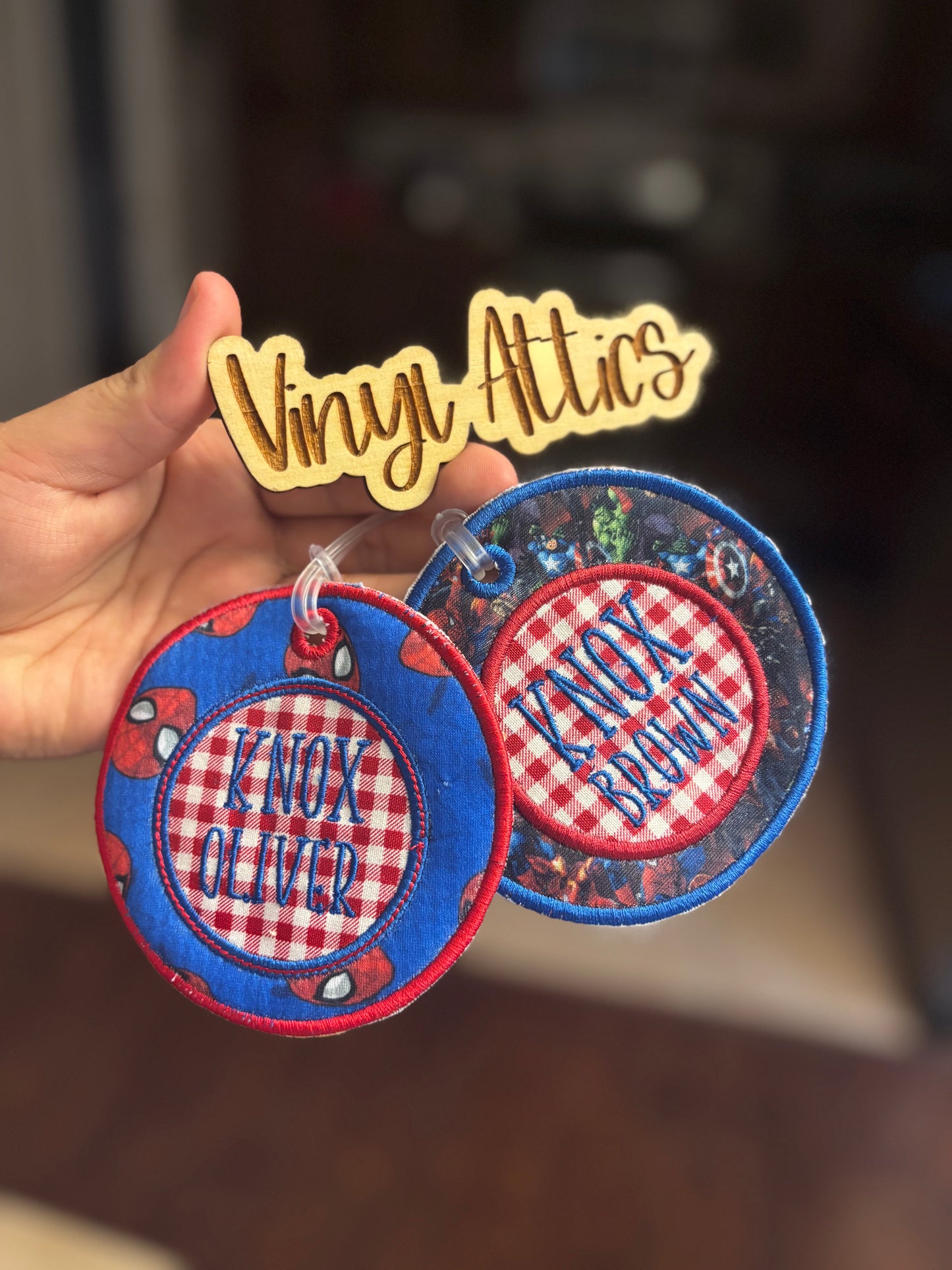 Embroidered bag tag