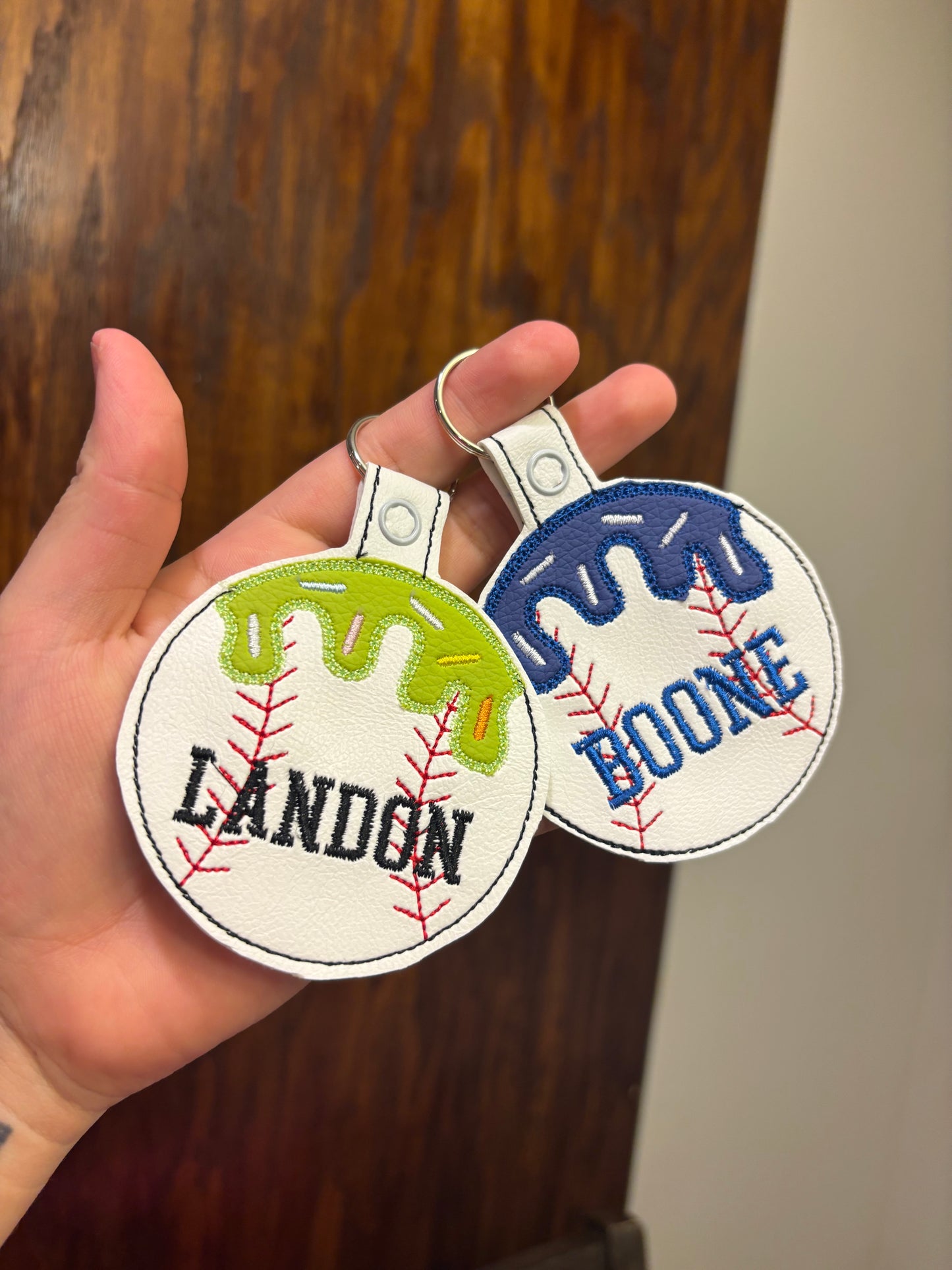Embroidered drip sport bag tag