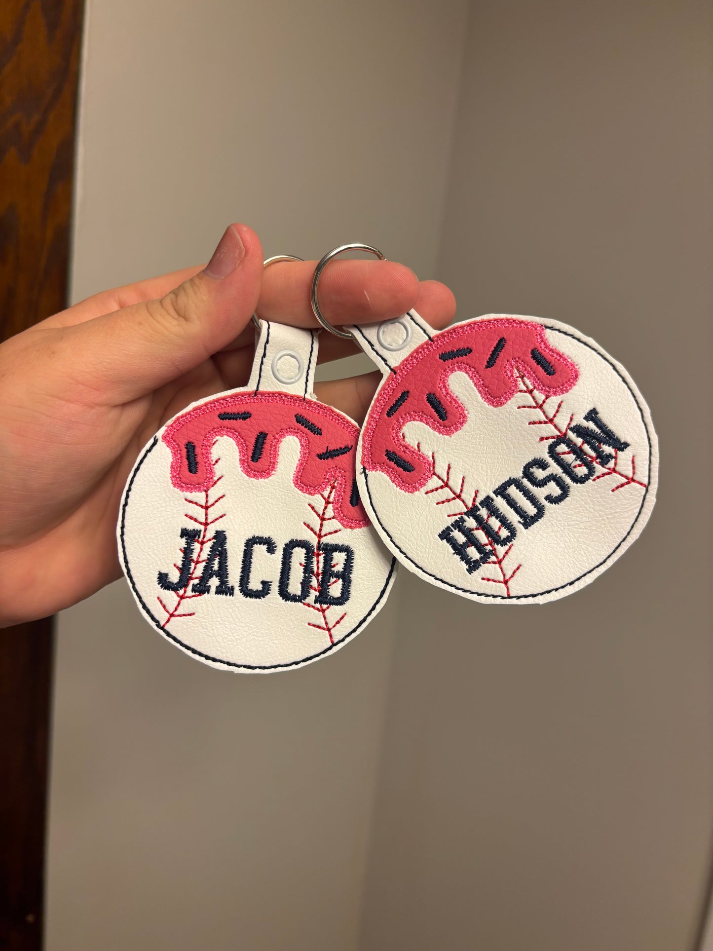 Embroidered drip sport bag tag