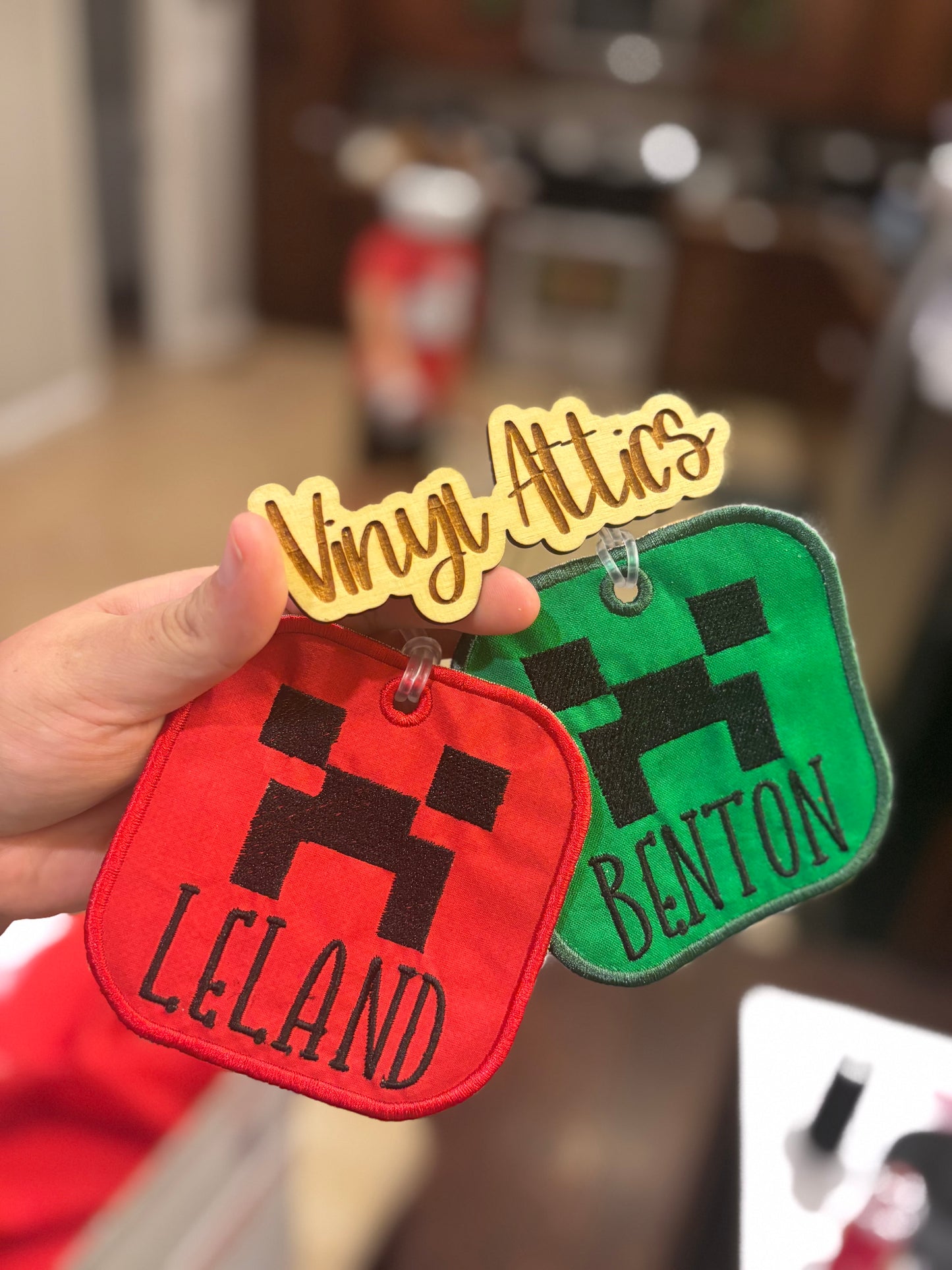 Embroidered bag tag