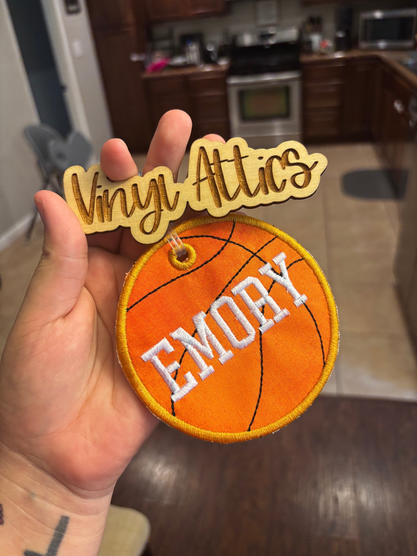 Embroidered bag tag
