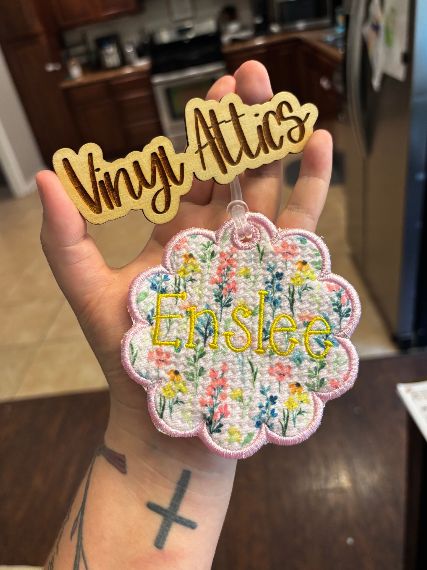 Embroidered bag tag