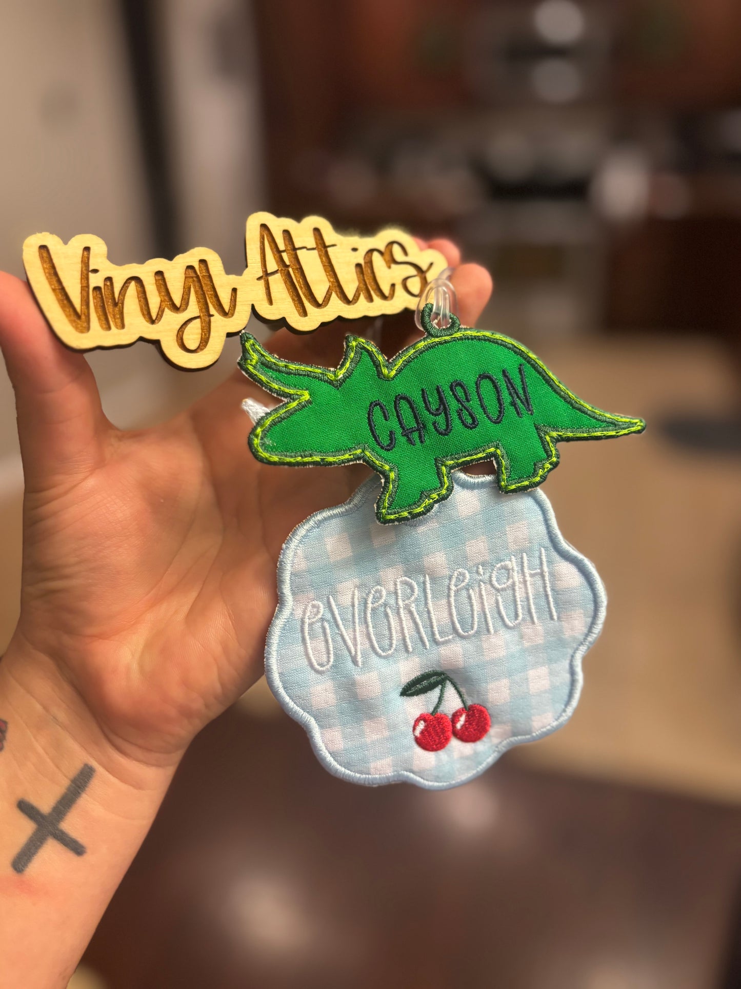 Embroidered bag tag