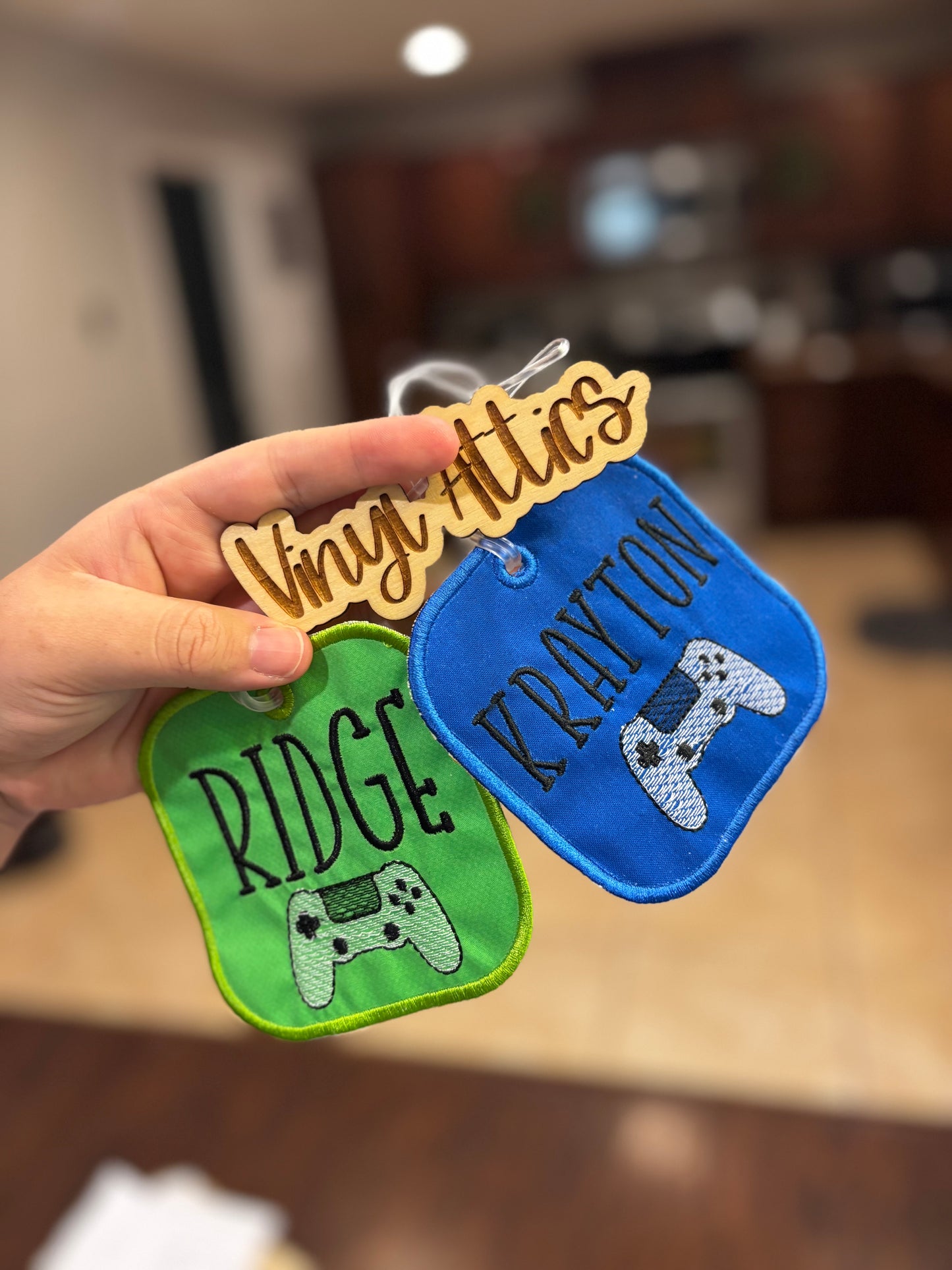 Embroidered bag tag
