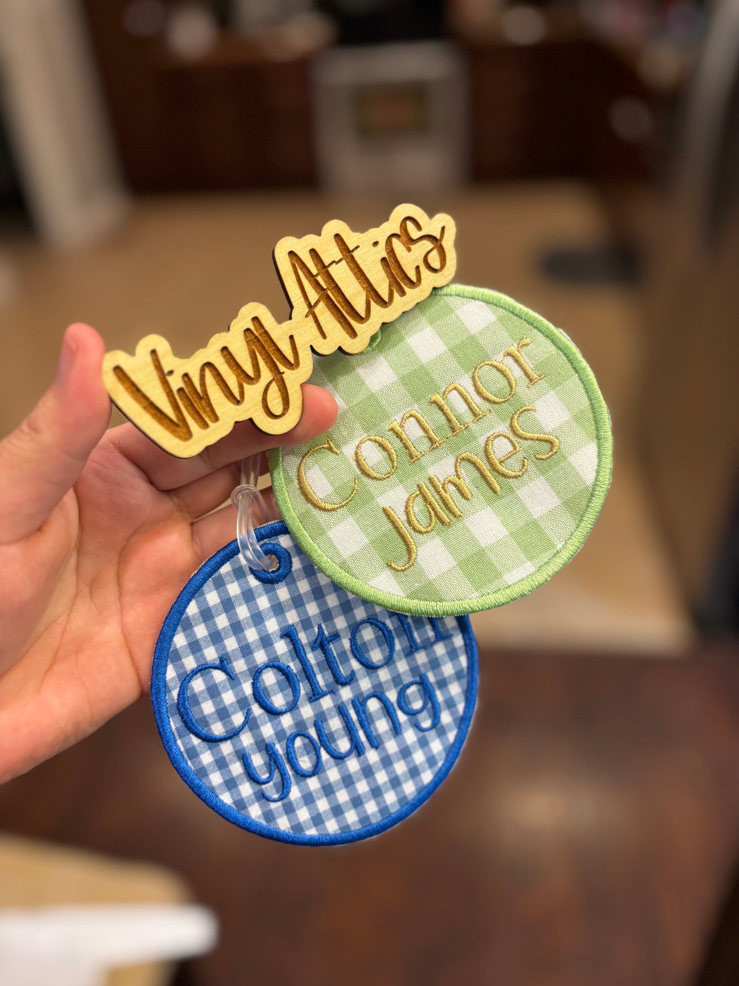 Embroidered bag tag
