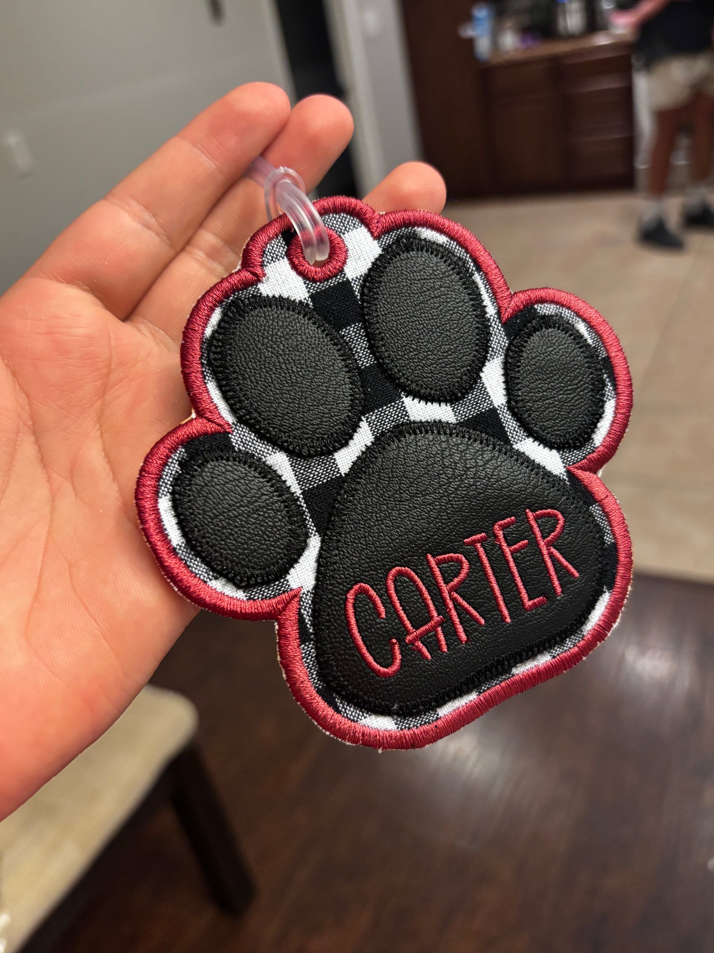 Embroidered bag tag