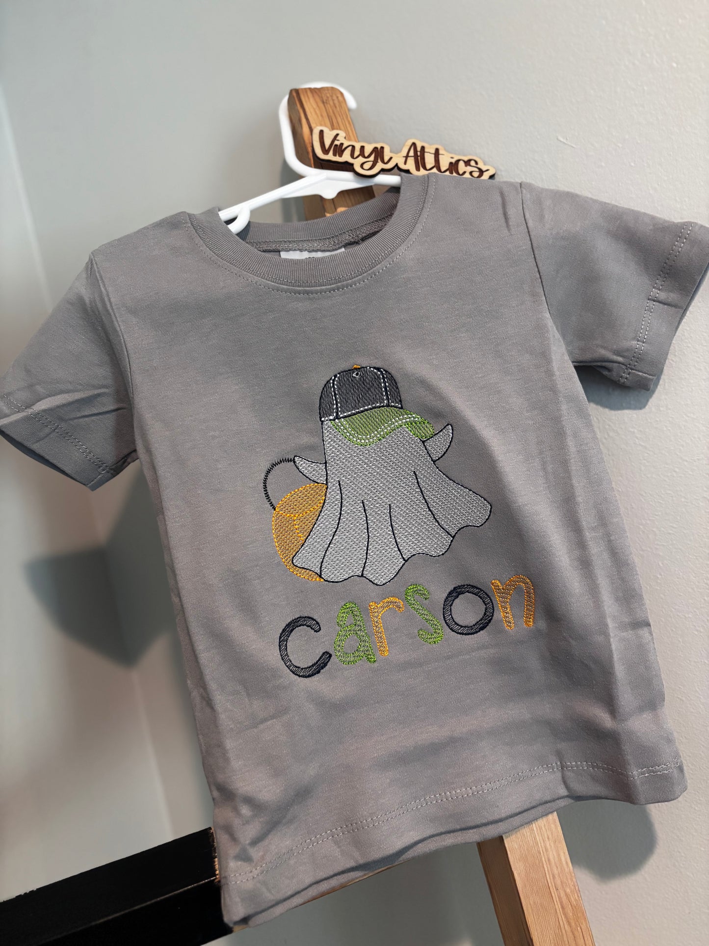 Ghost boy embroidered shirt