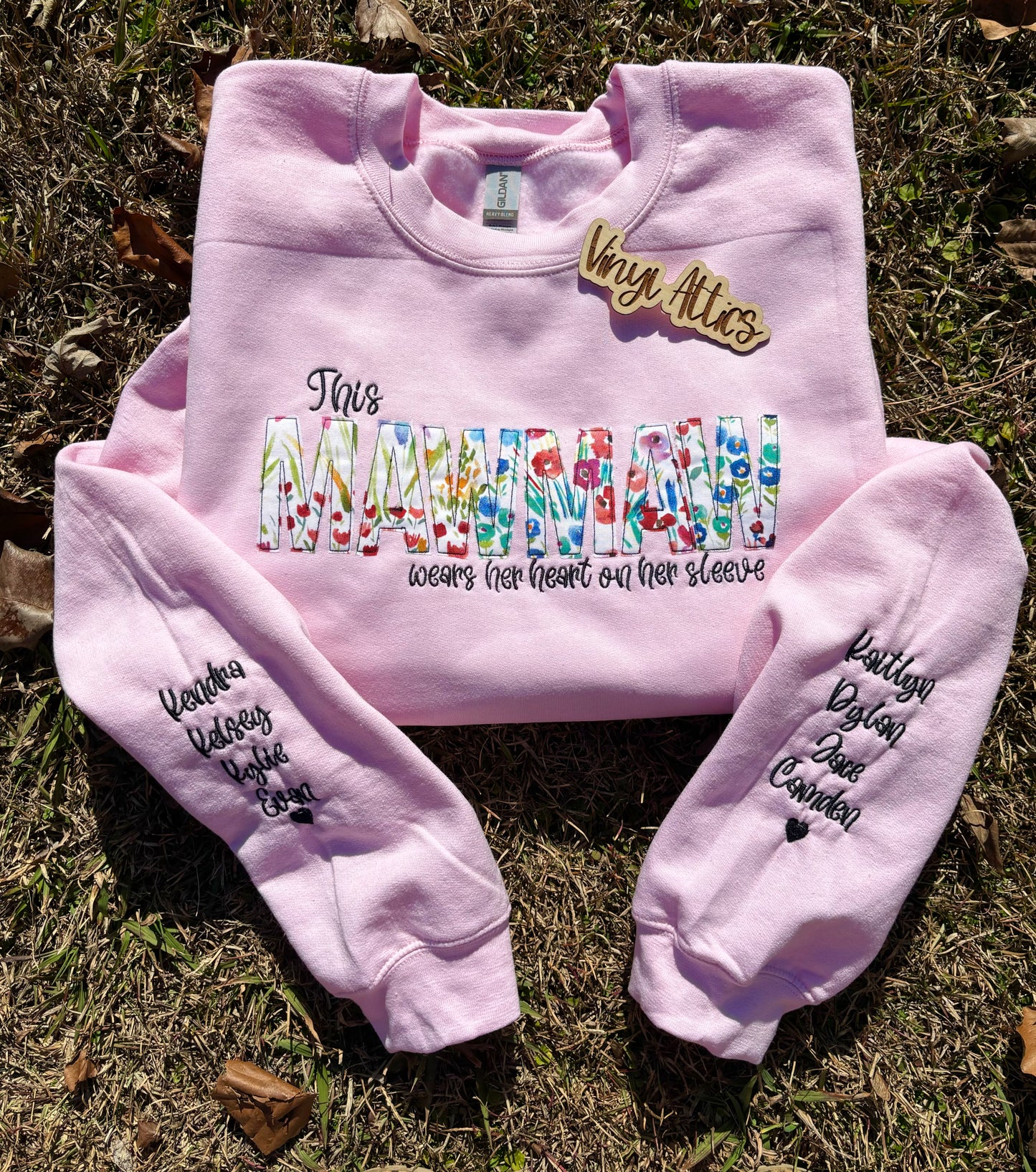 Wears her heart on her sleeve embroidered sweatshirt