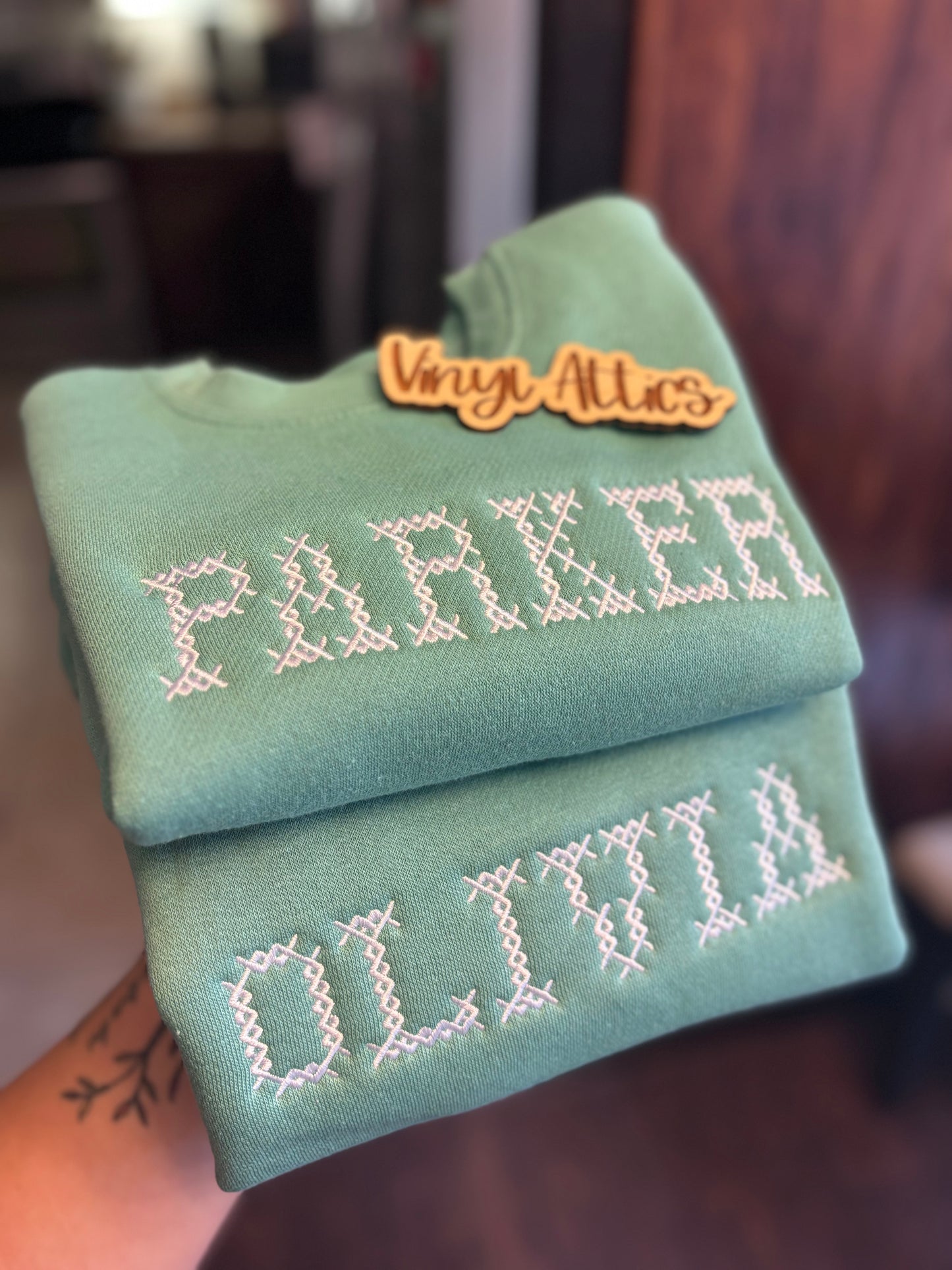 Kids cross stitch name sweatshirt