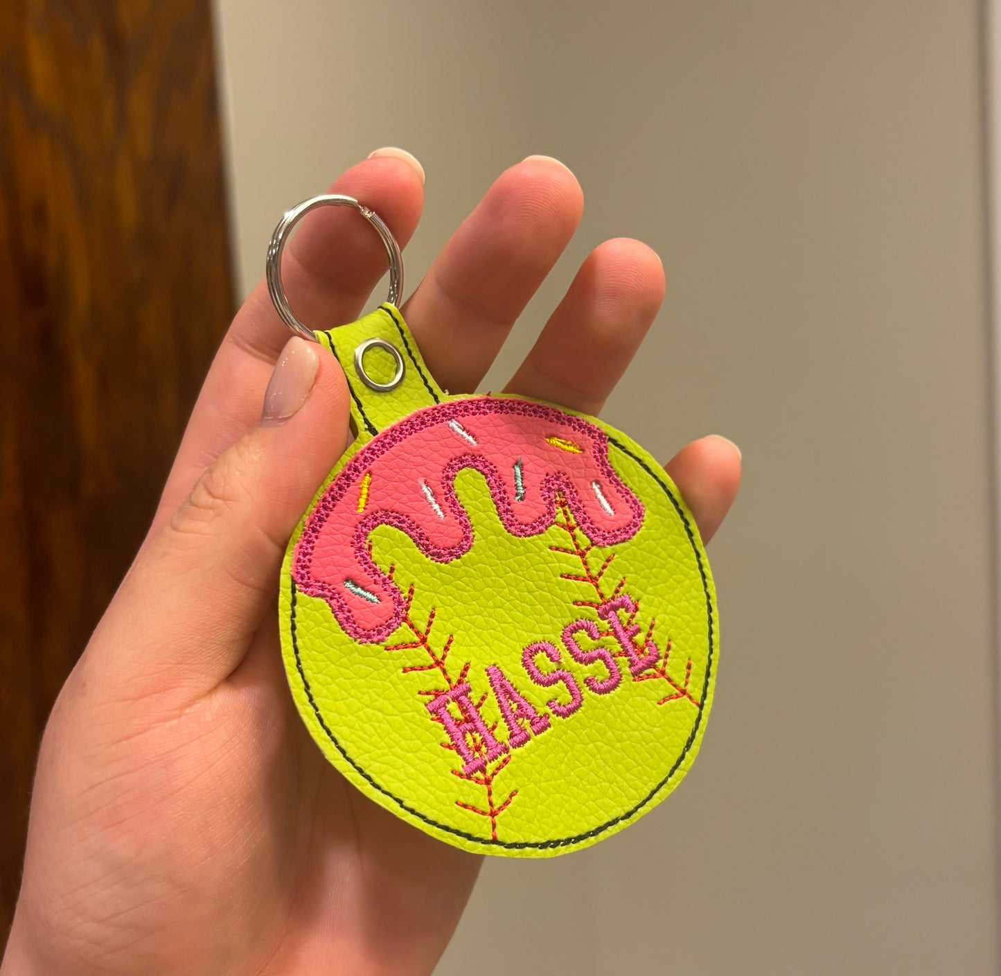 Embroidered drip sport bag tag