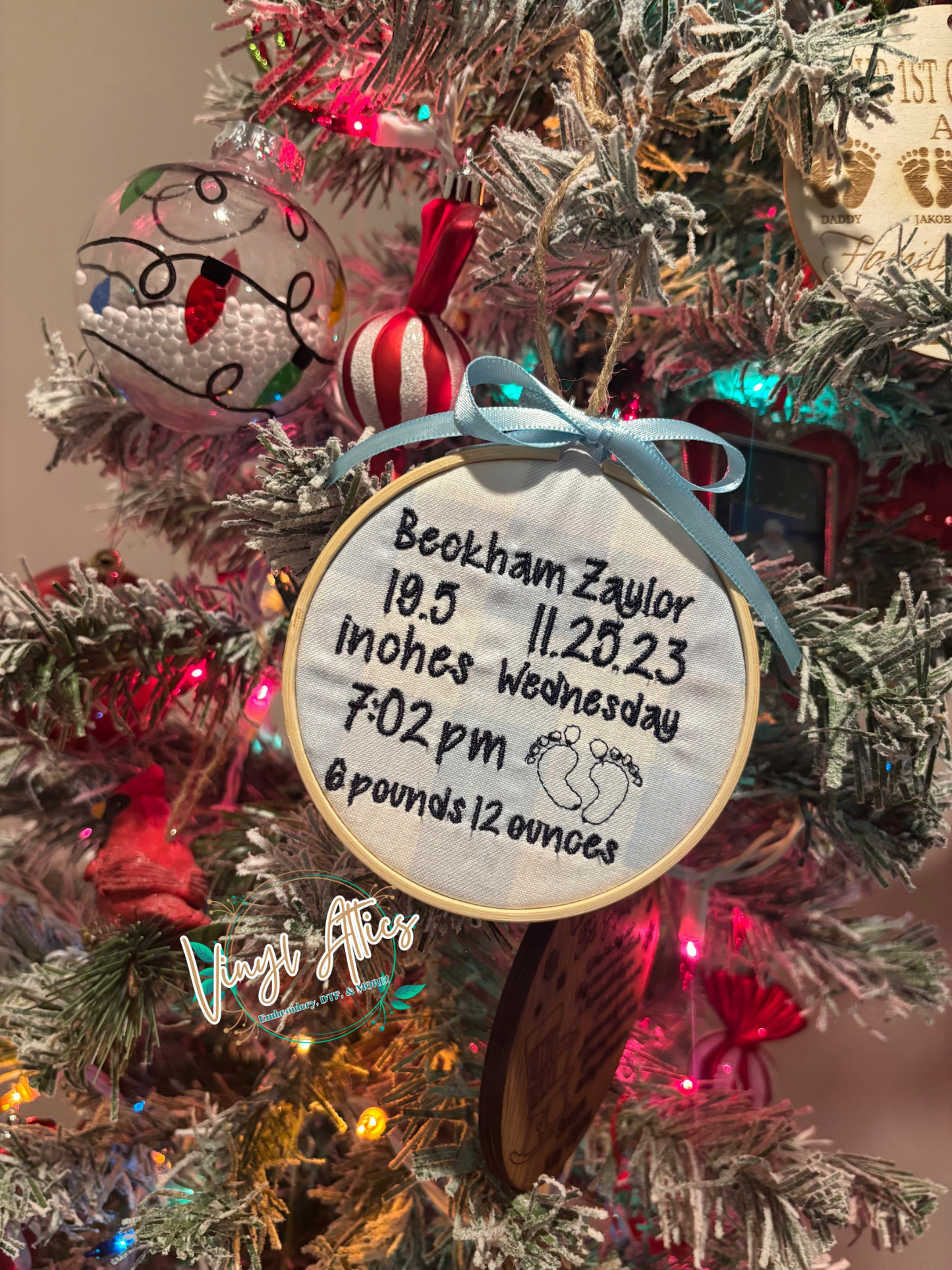 Embroidered custom ornament hoops