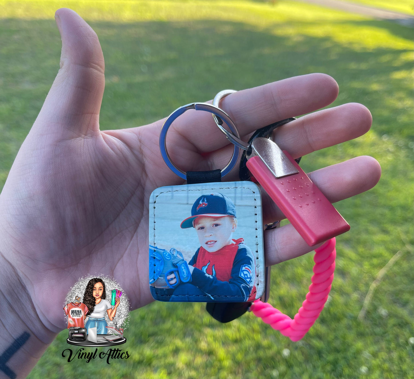 1 sided Custom Picture Faux leather keychain