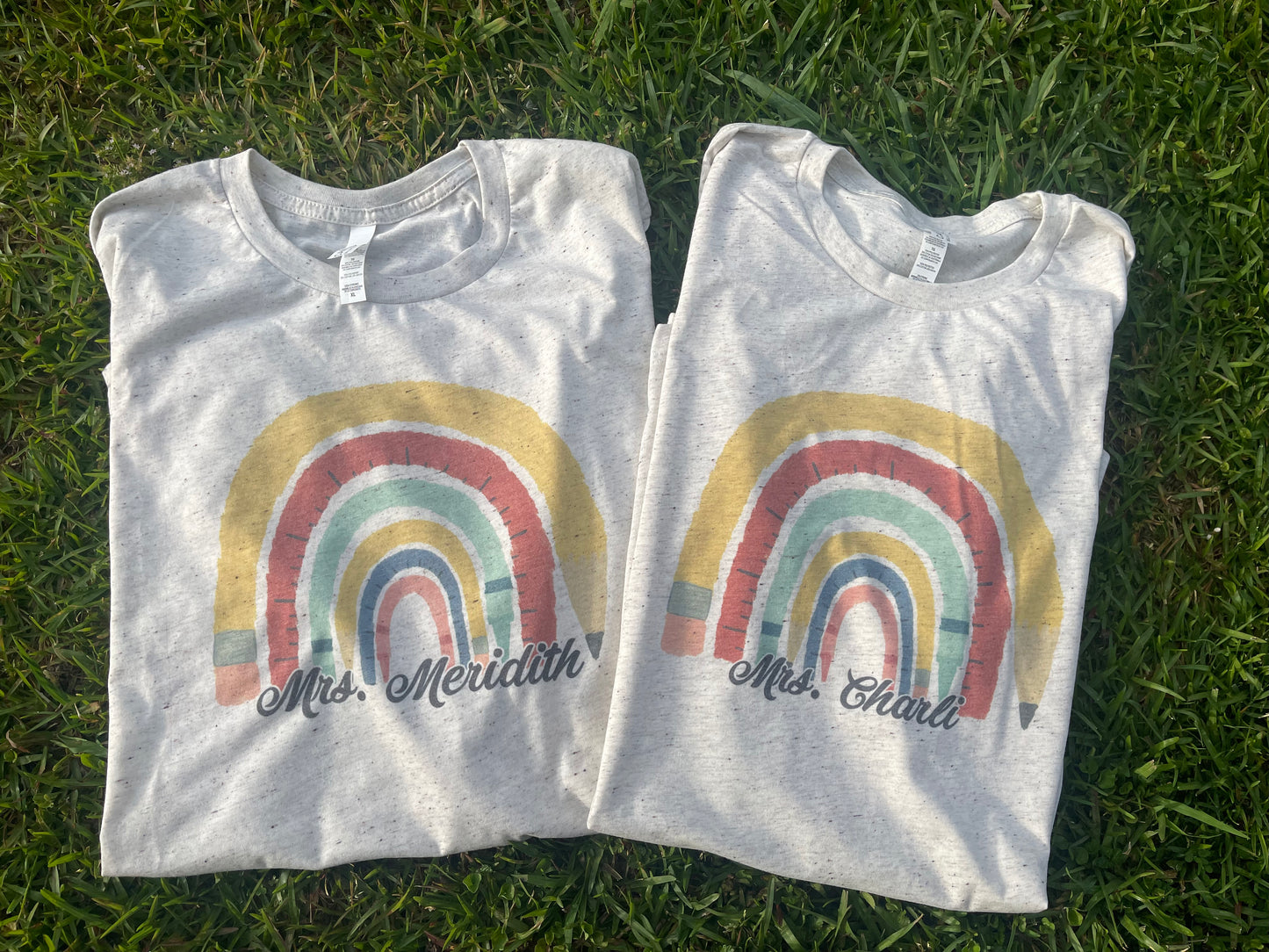 Rainbow custom teacher tee