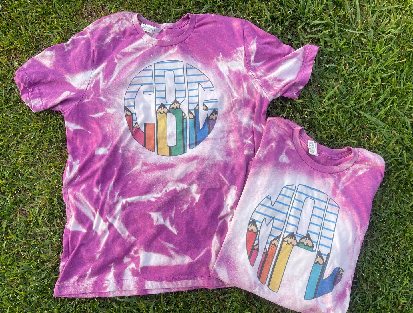 Teacher monogram Bleached Tee