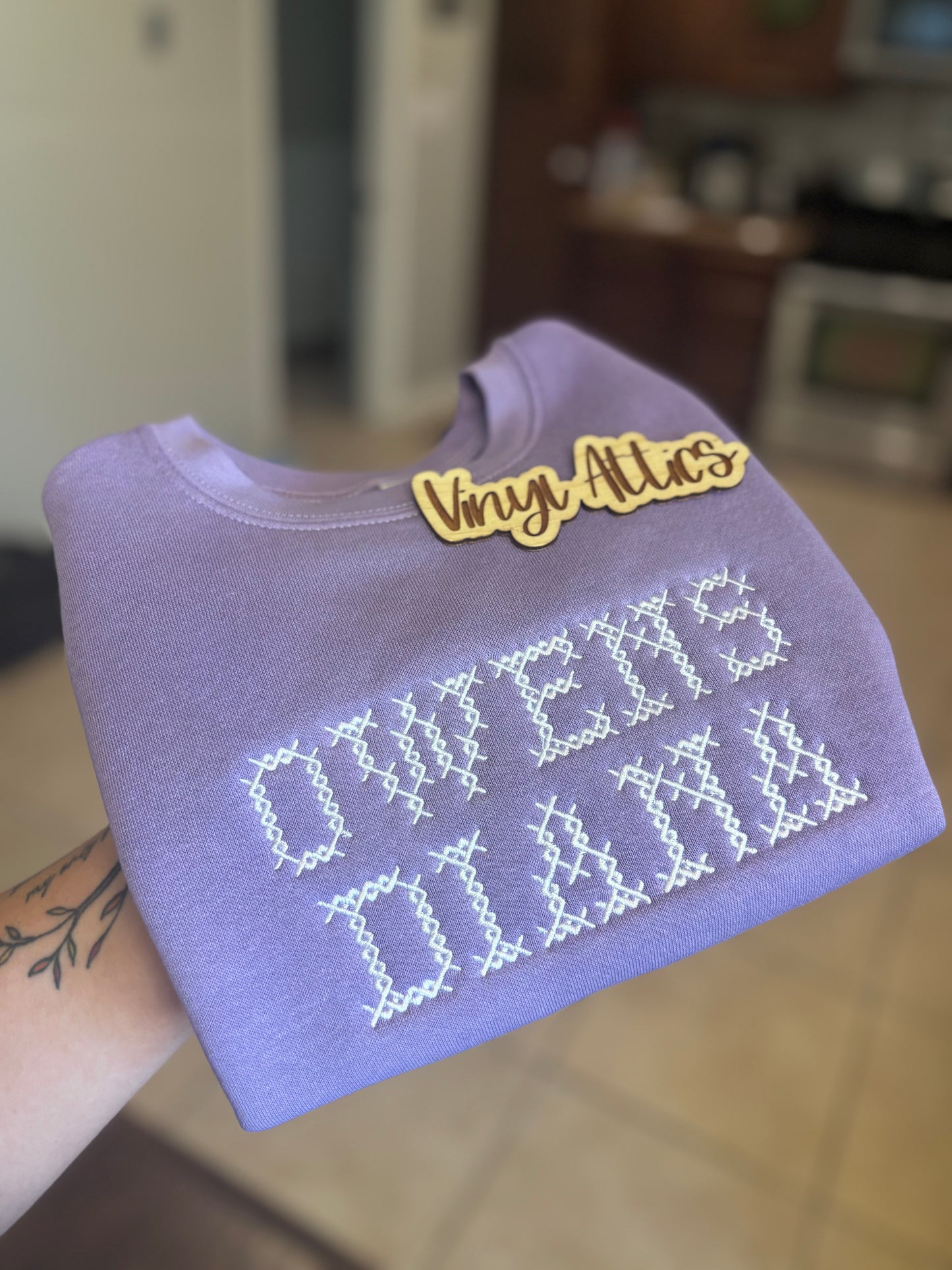 Kids cross stitch name sweatshirt