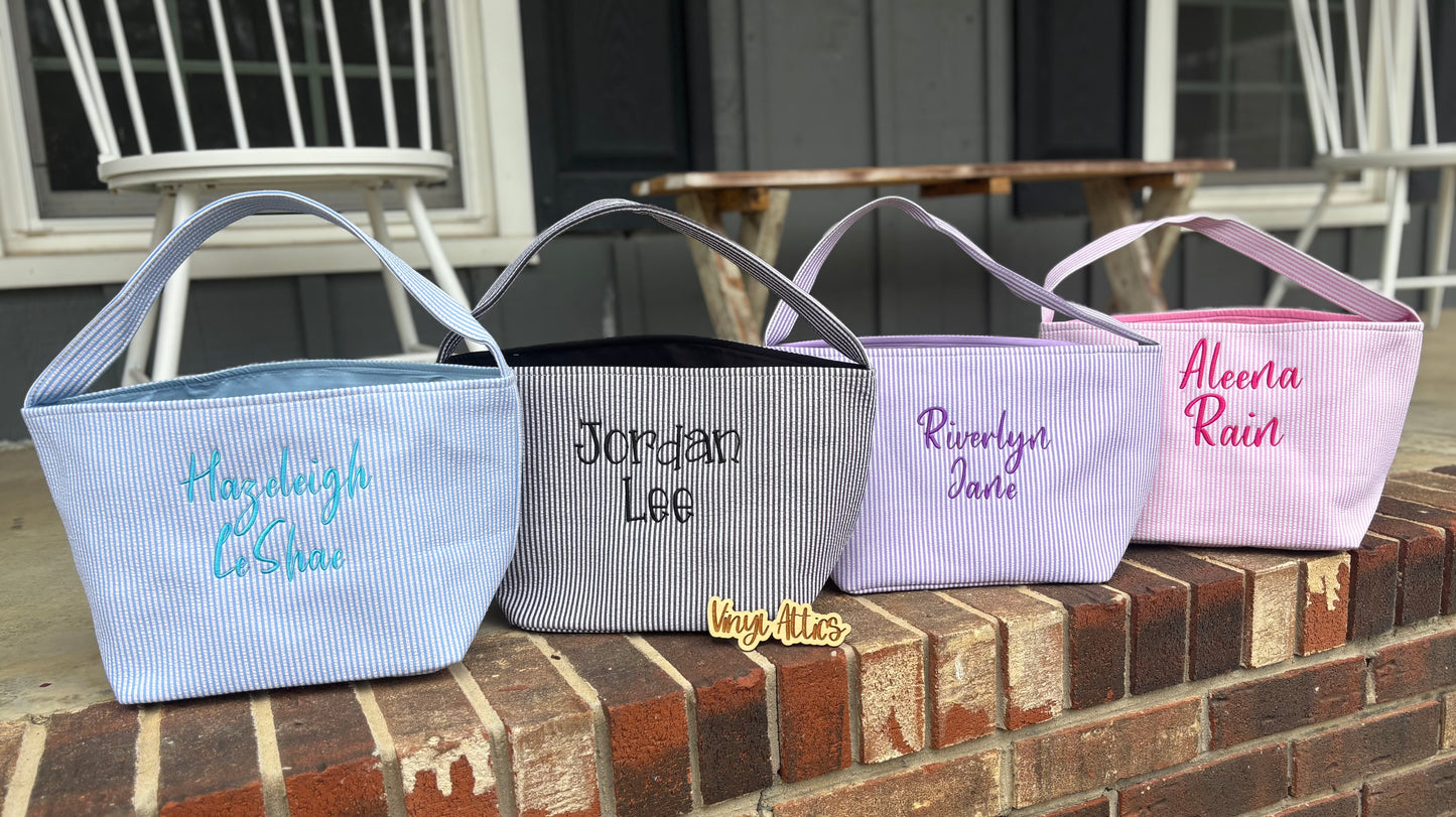 Seersucker custom Easter baskets