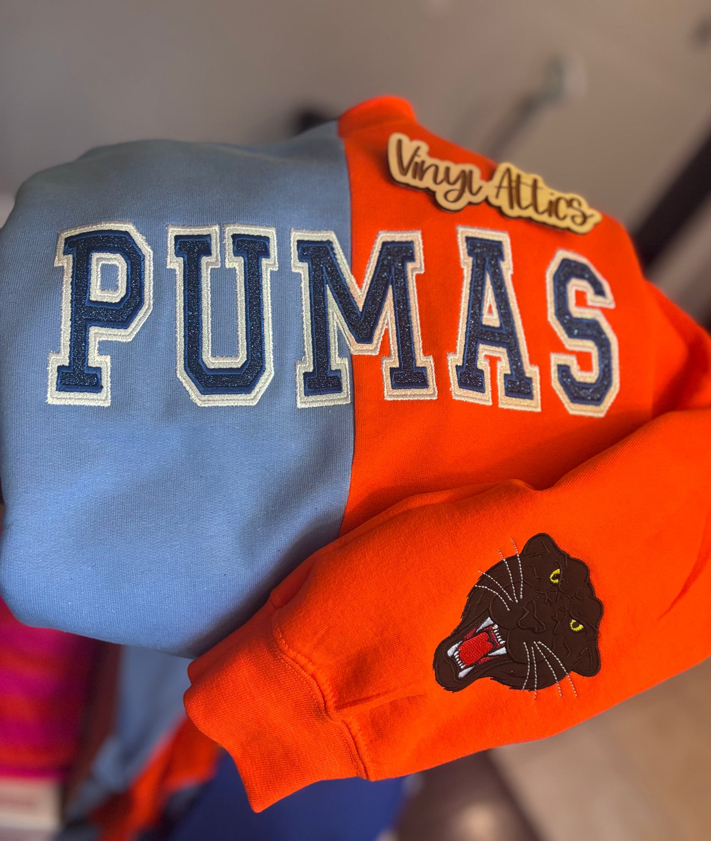 Split mascot embroidered sweatshirt