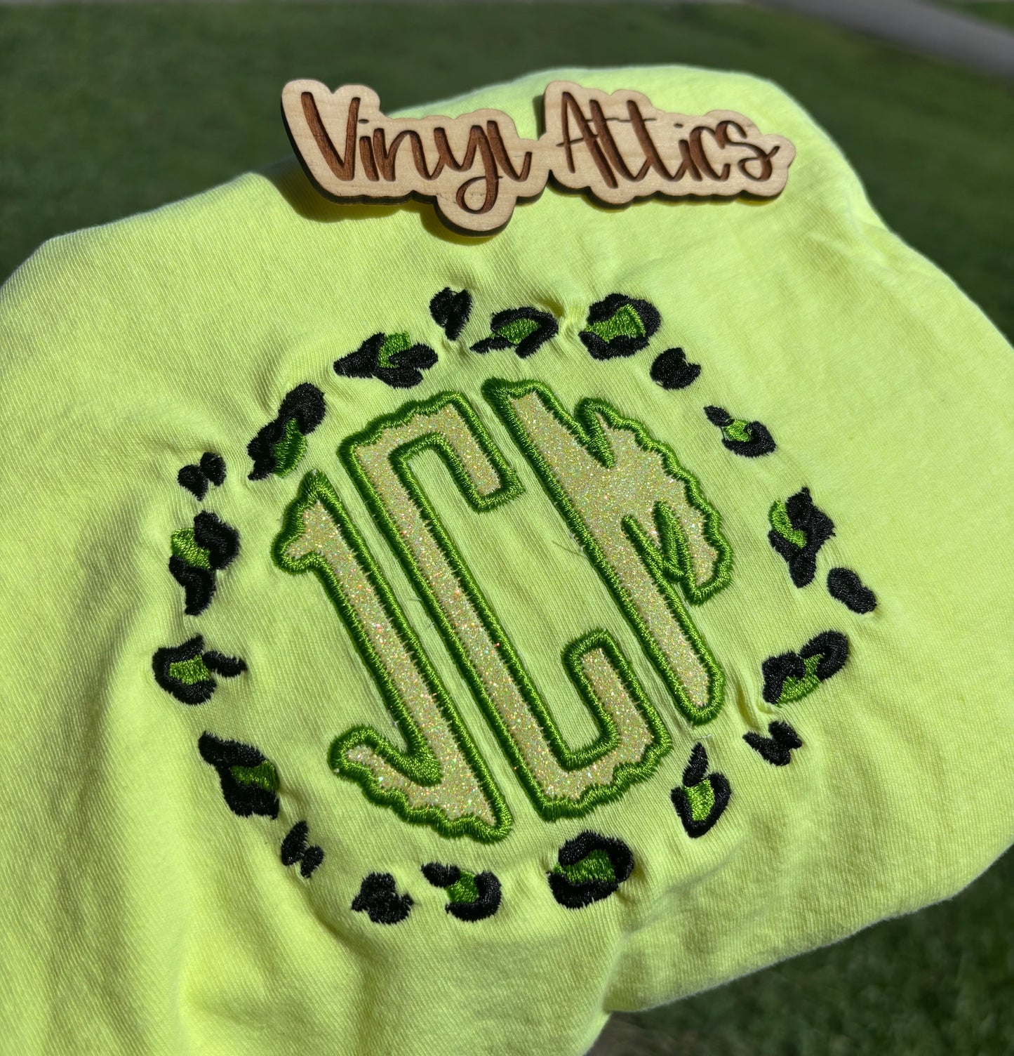Leopard neon monogram tshirt