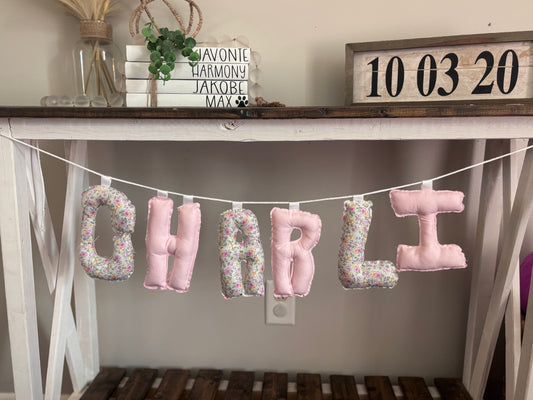 Custom sewn bubble name letters