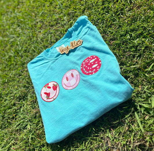Strawberry Embroidered Smiley Tee