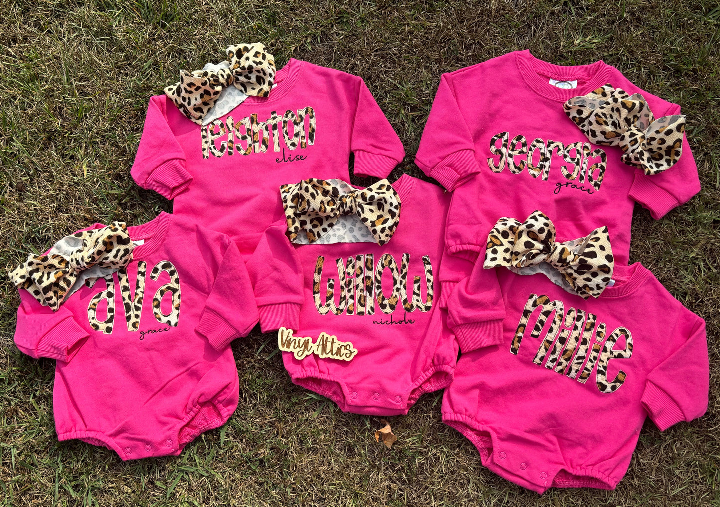 Custom leopard name bubble sweatshirt