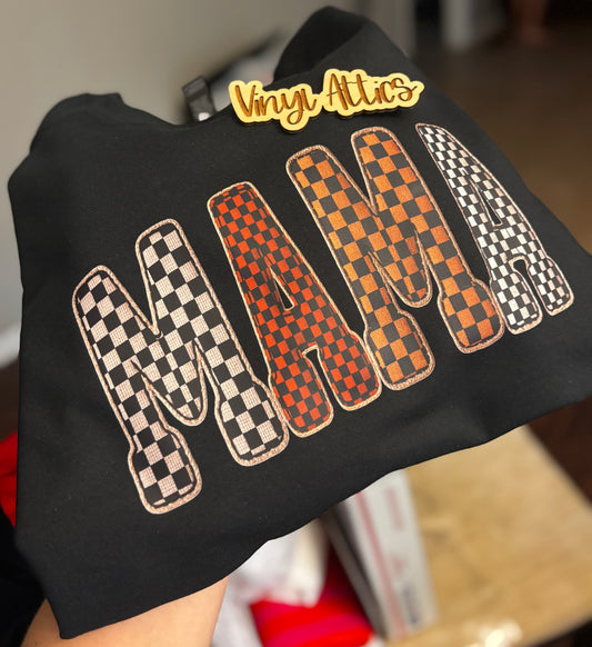 Mama checkered fall sweatshirt