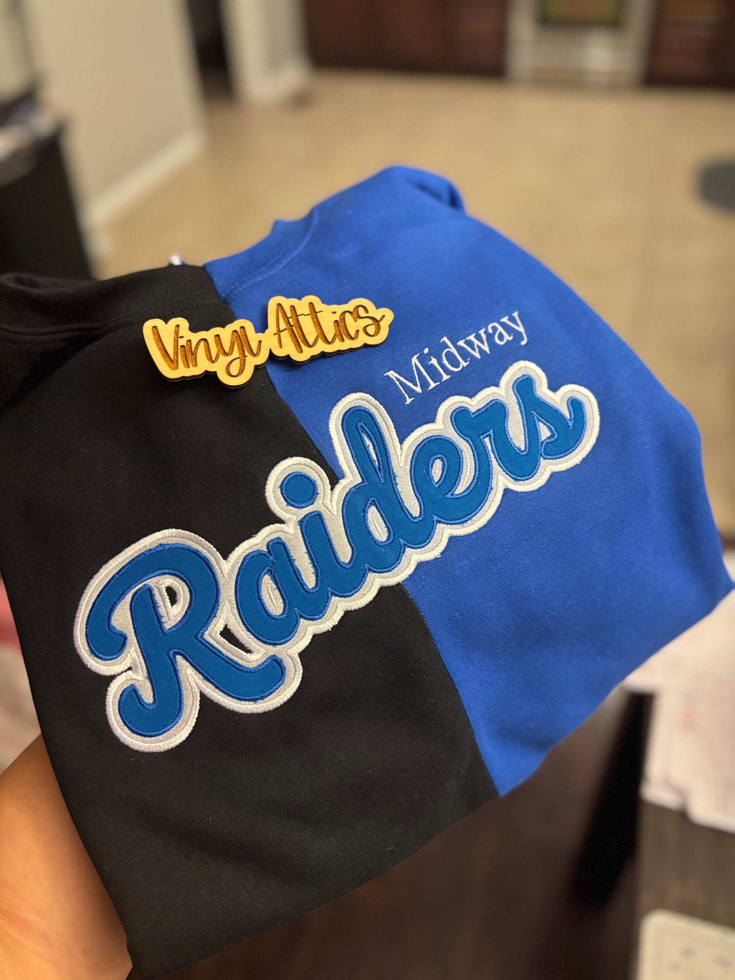 Split mascot embroidered sweatshirt