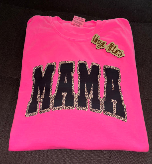 Neon leopard mama tee