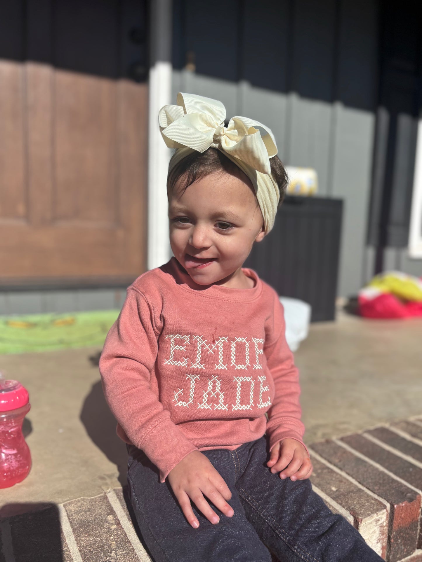 Kids cross stitch name sweatshirt