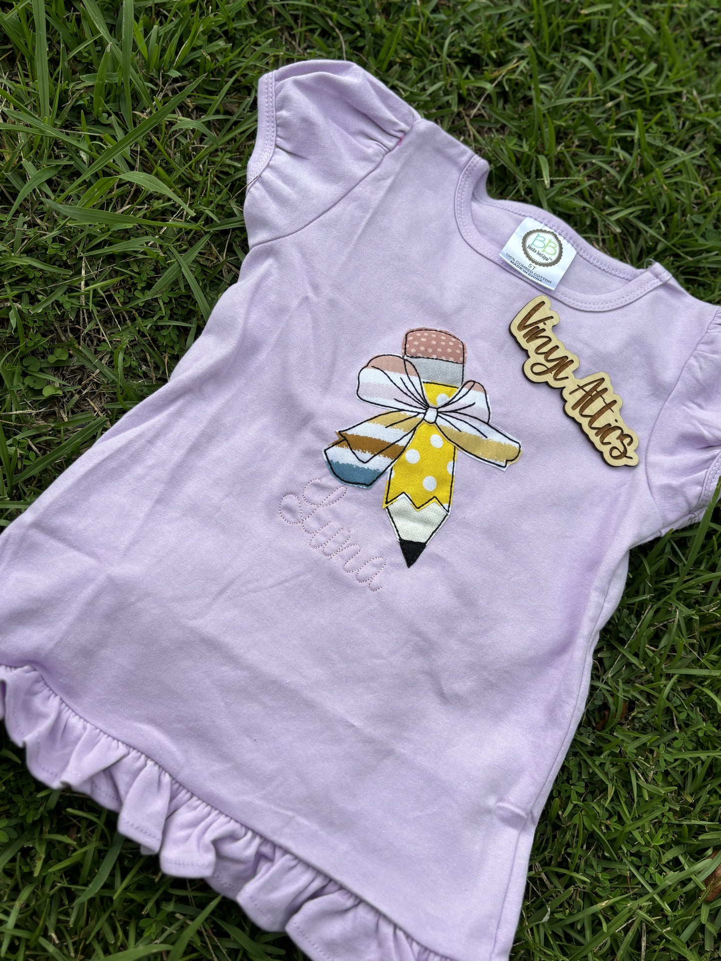 Pencil bow name tee