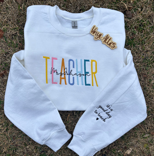 Teacher embroidered design
