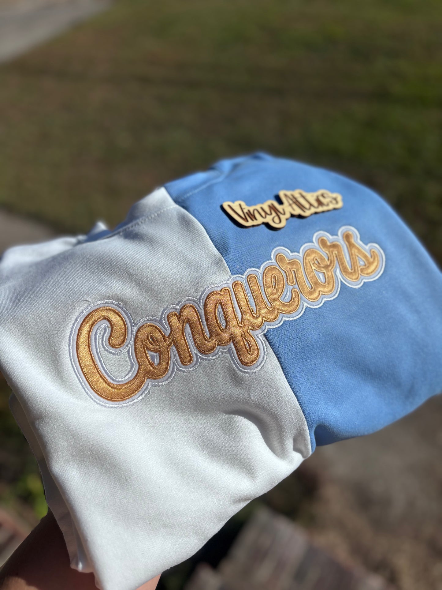 Split mascot embroidered sweatshirt