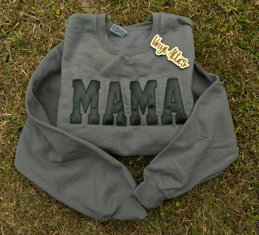 Faux leather Mama embroidered sweatshirt