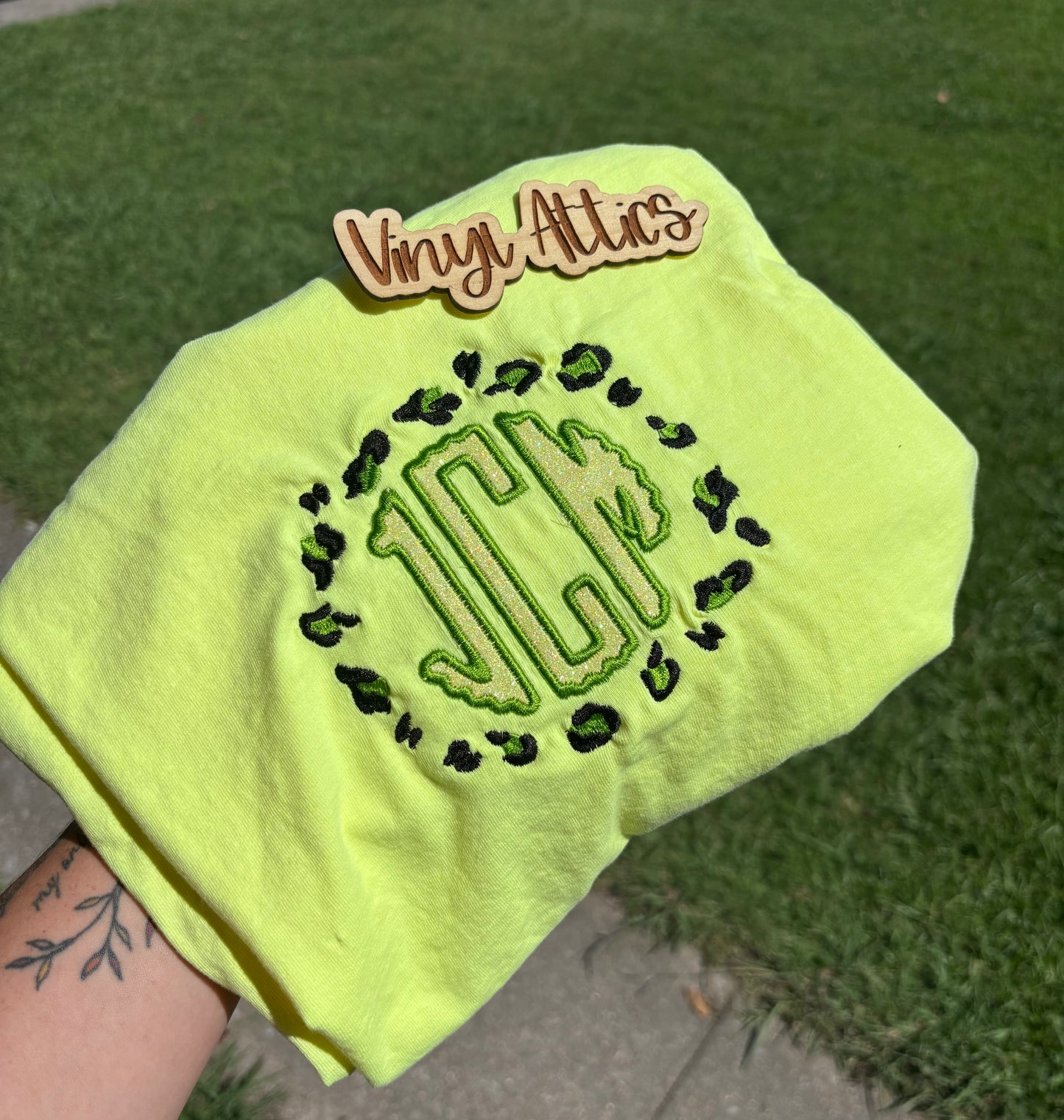 Leopard neon monogram tshirt