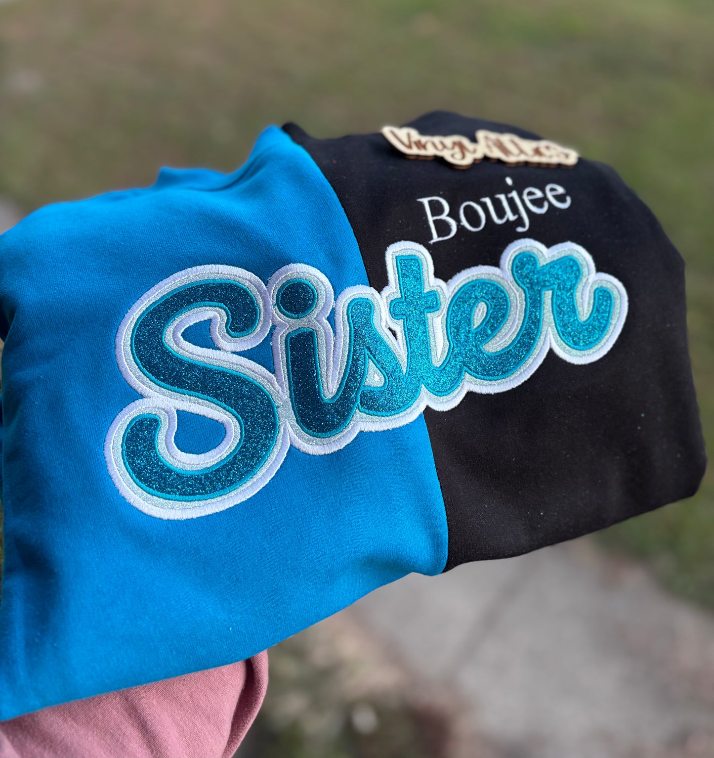 Split mascot embroidered sweatshirt