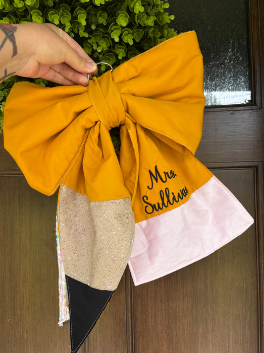 Pencil bow custom door hanger