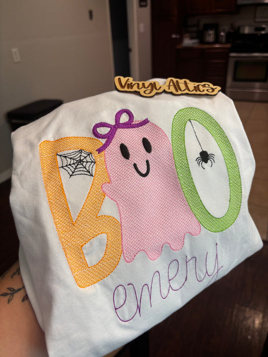 Boo custom embroidered shirt