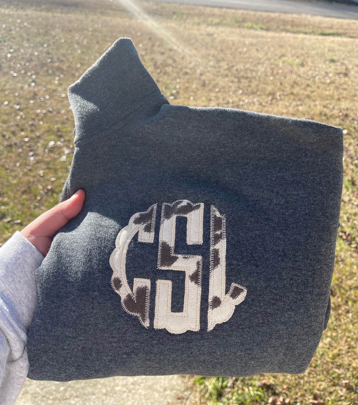 Cowhide Monogram quarter zip sweatshirt