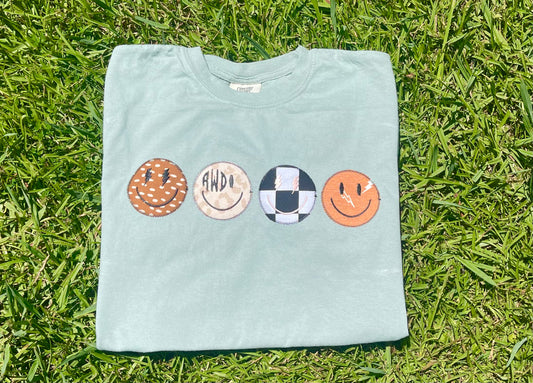 Embroidered Smiley Initial Tee